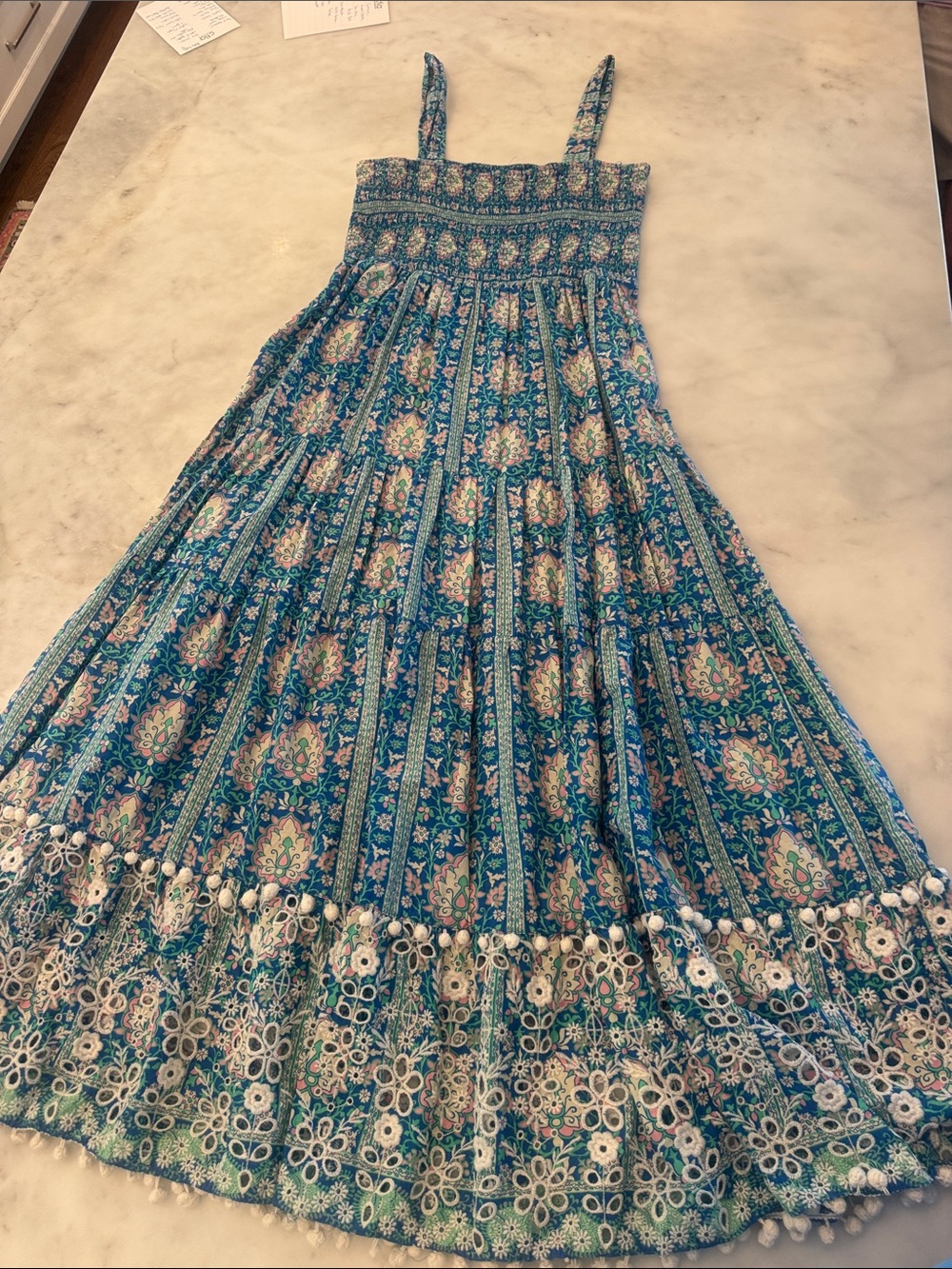 Zara Bohemian Floral Maxi Dress in Teal and Aqua